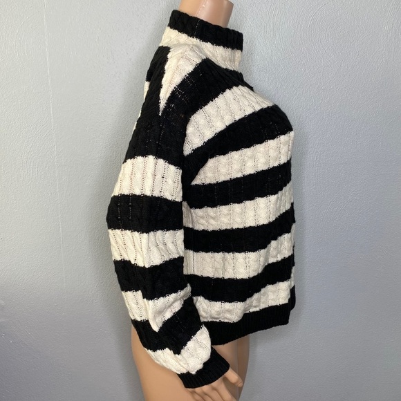 Line + Dot Anna Black Cream Striped Sweater Size M - Picture 5 of 8